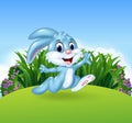 Cartoon bunny running in the jungle Royalty Free Stock Photo