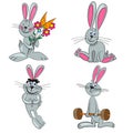 Cartoon bunny set. isolated character. rabbit
