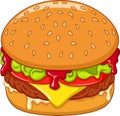 Cartoon burger isolated on white background