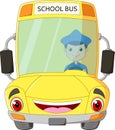 Cartoon bus school with driver Royalty Free Stock Photo