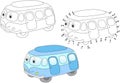 Cartoon bus. Vector illustration. Coloring and dot to dot game f Royalty Free Stock Photo