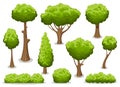 Cartoon bush and tree set