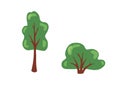 Cartoon bush and tree set. Vector trees and bushes