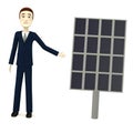 Cartoon businesman with solar panel