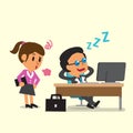 Cartoon business boss falling asleep in his office Royalty Free Stock Photo