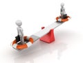 Cartoon Business Characters and Life Belt Balancing on a Seesaw Royalty Free Stock Photo