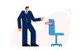 Cartoon business male pointing on vacant place at office vector flat illustration