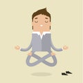 Cartoon business man is doing yoga Royalty Free Stock Photo