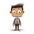 Cartoon Business Man: Rough Texture, Emotive Style, Cute Cartoonish Designs