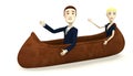 Cartoon business people in indian canoe