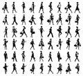 Cartoon business people silhouettes. Female and male professionals comic outline drawns, outlined businessmen and Royalty Free Stock Photo