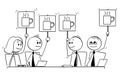 Cartoon of Business Team or People Meeting Voting for Coffee Break