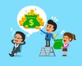 Cartoon business team steal money from boss Royalty Free Stock Photo