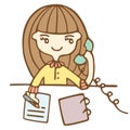 Cartoon Business Woman Calling By Phone