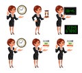 Cartoon business woman deadline set