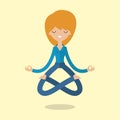 Cartoon business woman is doing yoga Royalty Free Stock Photo