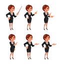 Cartoon business woman presentation set