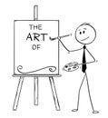 Cartoon of Businessman Artist Holding Brush and Palette and The Art of Text on Canvas. Ready to add Your Text