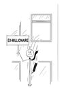 Cartoon of Businessman or Banker Jumping Out of the Window With Ex-Millionaire Sign