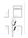 Cartoon of Businessman or Banker Jumping Out of the Window