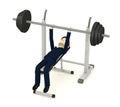 Cartoon businessman with benchpress