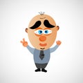 Cartoon businessman with a big bald head. Vector. Royalty Free Stock Photo