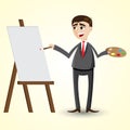 Cartoon businessman with blank board