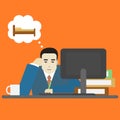 Cartoon Businessman Bored Tired at Work Character. Vector Royalty Free Stock Photo