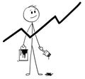 Cartoon of Businessman With Brush and Paint Can Painting Growing Chart or Graph Royalty Free Stock Photo