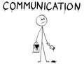 Cartoon of Businessman With Brush and Paint Can Painting the Word Communication