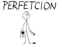 Cartoon of Businessman With Brush and Paint Can Painting the Word Perfection With Spelling Mistake