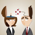 Cartoon businessman and businesswoman with buoy helping Royalty Free Stock Photo