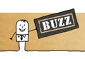Cartoon businessman with buzz sign