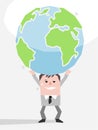 Cartoon Businessman carrying the Earth on his Head Royalty Free Stock Photo