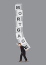 Cartoon Businessman Carrying Mortgage on His Back Cartoon Vector Illustration