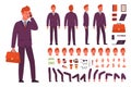 Cartoon businessman character kit. Office employee different poses, various emotions, separate body parts in different Royalty Free Stock Photo