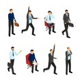 Cartoon Businessman Character Set Isolated on a White Background. Vector Royalty Free Stock Photo