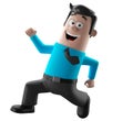 Cartoon businessman 3D office man in suit and tie