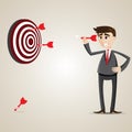 Cartoon businessman with dart and target Royalty Free Stock Photo