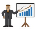 Cartoon businessman doing a presentation Royalty Free Stock Photo