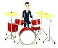 Cartoon businessman with drumset