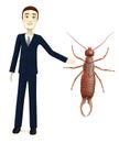 Cartoon businessman with earwig