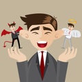 Cartoon businessman with evil and angel Royalty Free Stock Photo