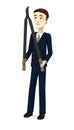 Cartoon businessman with garden pliers