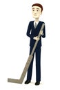 Cartoon businessman with hockeystick Royalty Free Stock Photo