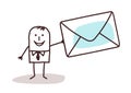 Cartoon businessman holding a mail enveloppe