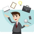 Cartoon businessman juggling gadget Royalty Free Stock Photo