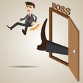 Cartoon businessman kicked out of boss room Royalty Free Stock Photo