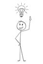 Cartoon of Businessman with Light Bulb Above Head