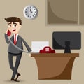 Cartoon businessman on the phone Royalty Free Stock Photo